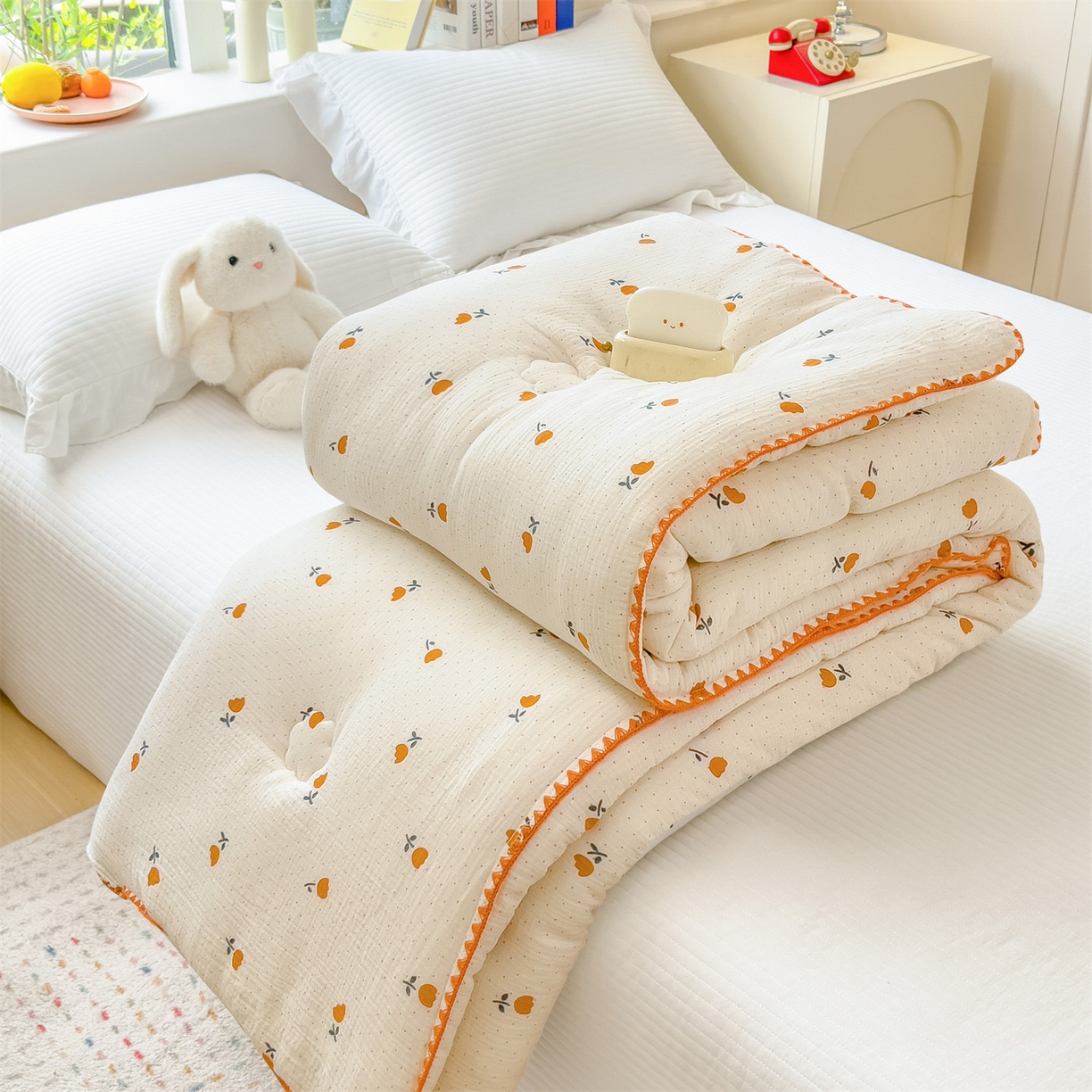 91家纺网 家纺一手货源 找家纺 布凡家居 2026新款A类全棉皱皱纱大豆纤维春秋被秋冬被全棉纱布婴儿被全棉学生秋冬被 冬被-小花花