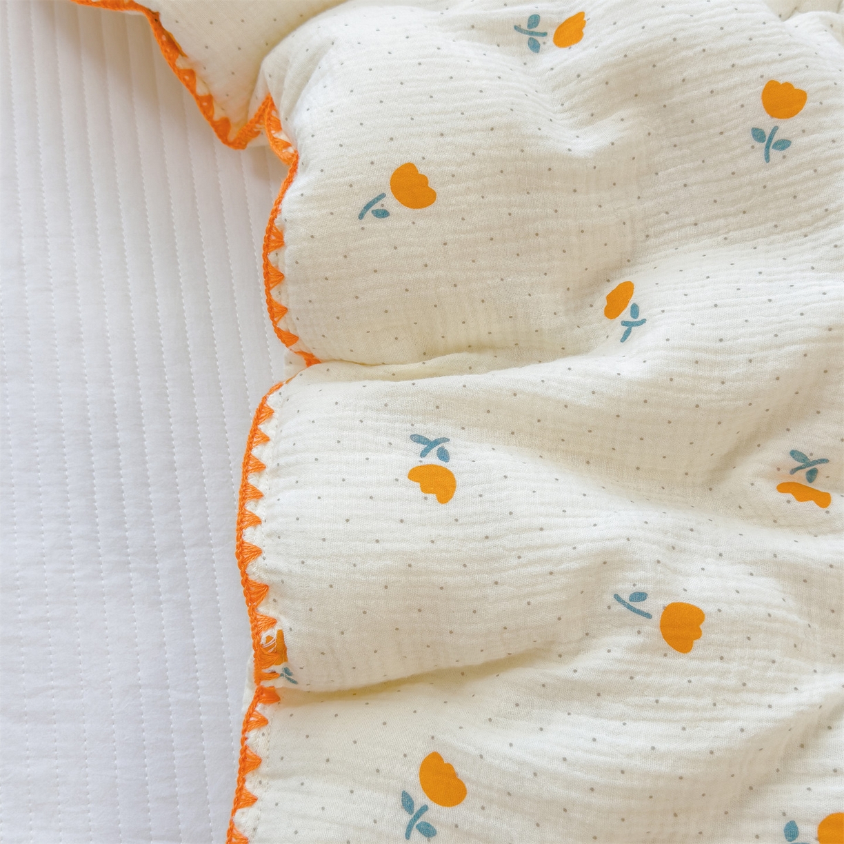 91家纺网 家纺一手货源 找家纺 布凡家居 2026新款A类全棉皱皱纱大豆纤维春秋被秋冬被全棉纱布婴儿被全棉学生秋冬被 冬被-小花花