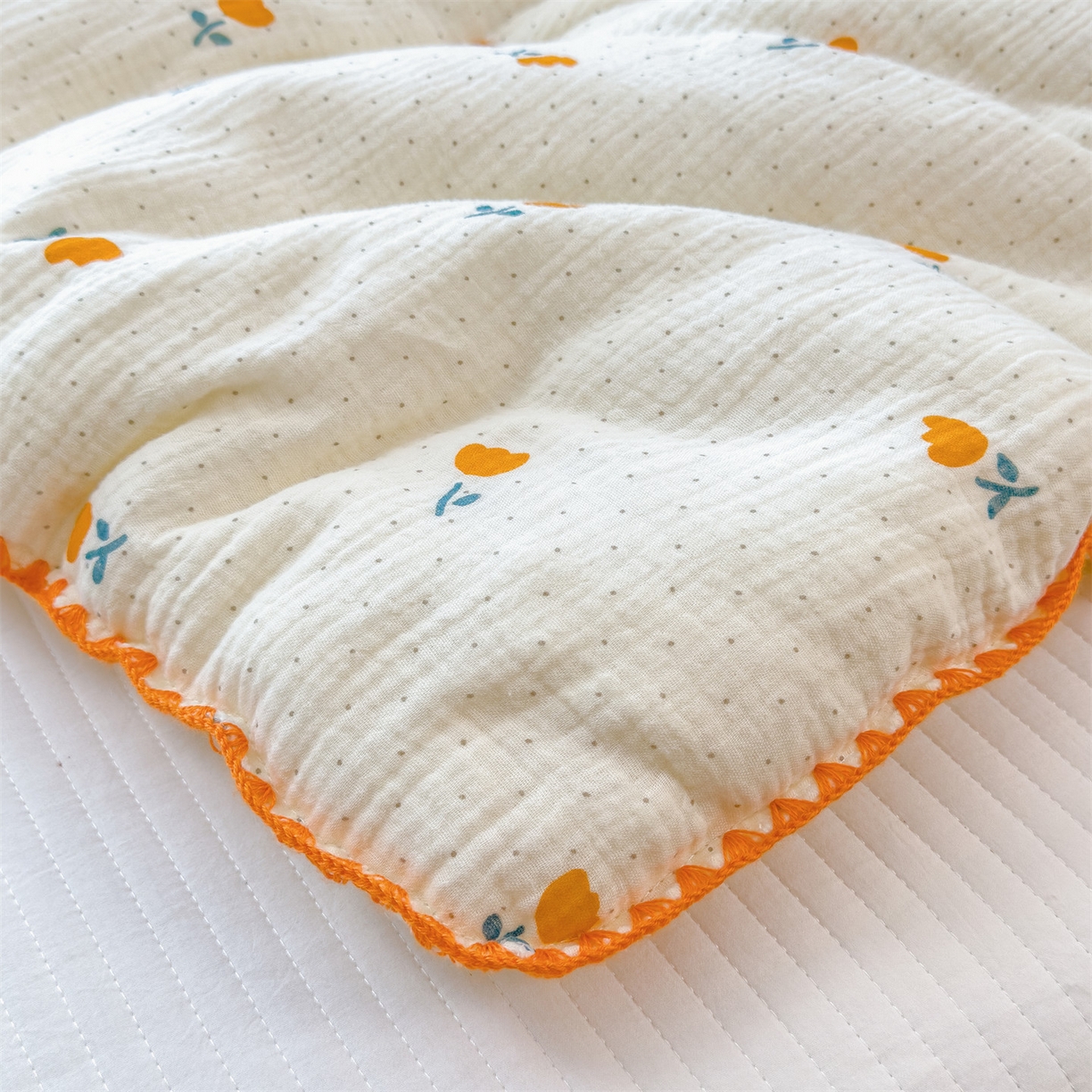 91家纺网 家纺一手货源 找家纺 布凡家居 2026新款A类全棉皱皱纱大豆纤维春秋被秋冬被全棉纱布婴儿被全棉学生秋冬被 冬被-小花花