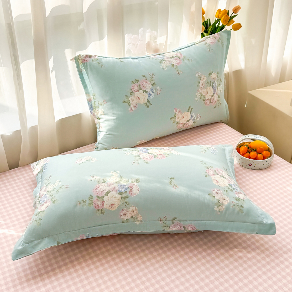 91家纺网 家纺一手货源 找家纺 寝美资家居 2026新款A类里外全棉夏凉被四件套-风格三 柔纱花影