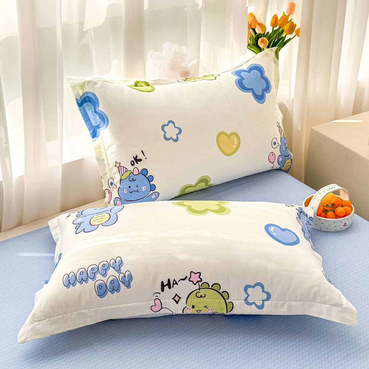 91家纺网 家纺一手货源 找家纺 寝美资家居 2026新款A类里外全棉夏凉被四件套-风格三 小恐龙