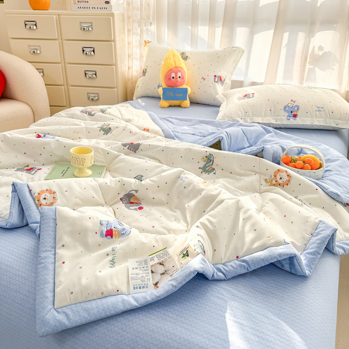 91家纺网 家纺一手货源 找家纺 寝美资家居 2026新款A类里外全棉夏凉被四件套-风格三 酷酷马