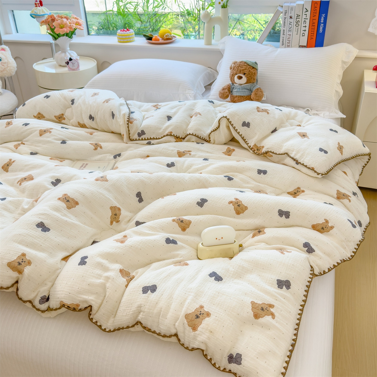 91家纺网 家纺一手货源 找家纺 布凡家居 2026新款A类全棉皱皱纱大豆纤维春秋被秋冬被全棉纱布婴儿被全棉学生秋冬被 冬被-小玩偶