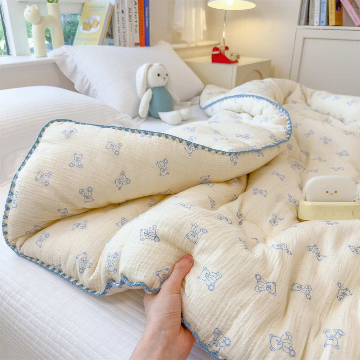 91家纺网 家纺一手货源 找家纺 布凡家居 2026新款A类全棉皱皱纱大豆纤维春秋被秋冬被全棉纱布婴儿被全棉学生秋冬被 冬被-熊多多