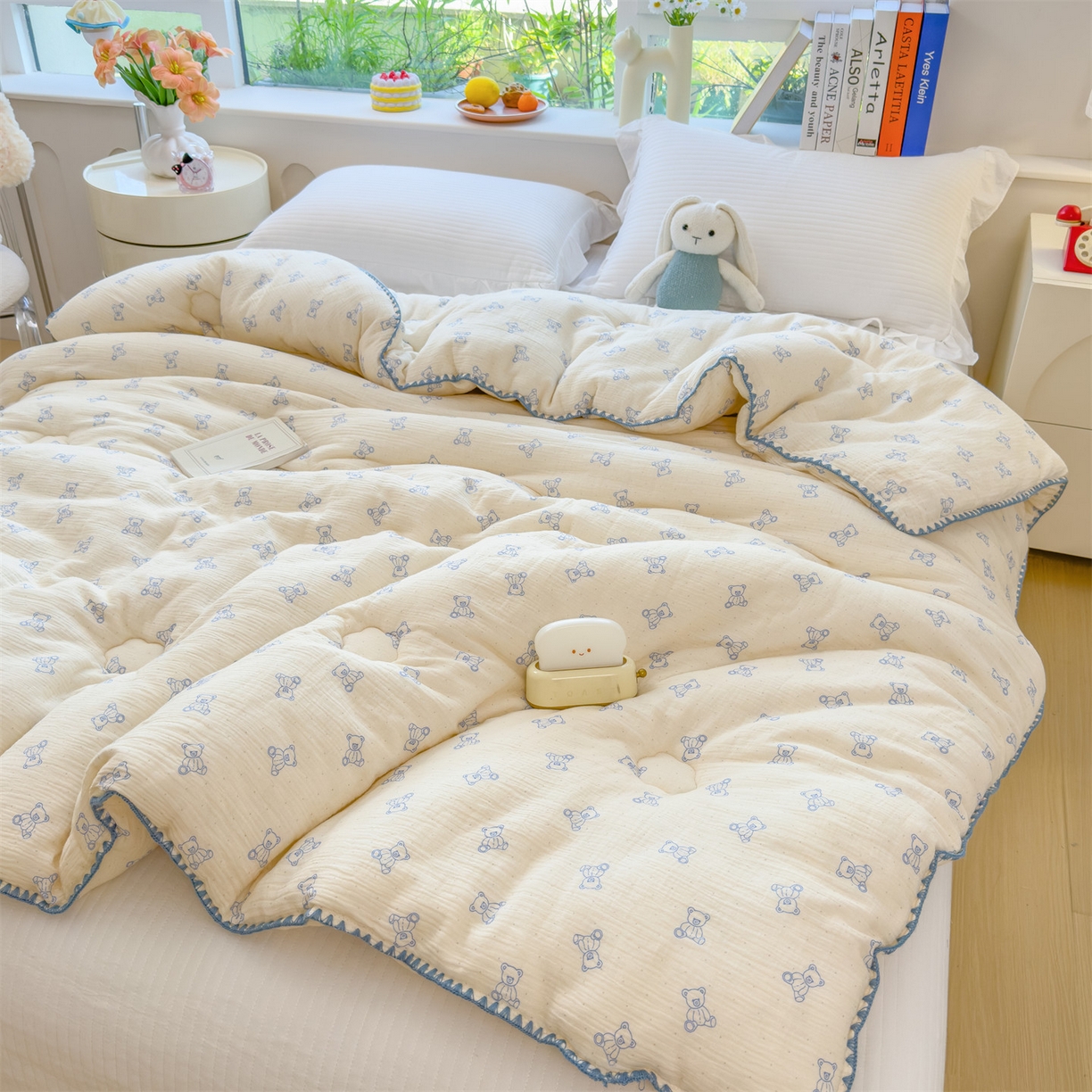 91家纺网 家纺一手货源 找家纺 布凡家居 2026新款A类全棉皱皱纱大豆纤维春秋被秋冬被全棉纱布婴儿被全棉学生秋冬被 冬被-熊多多