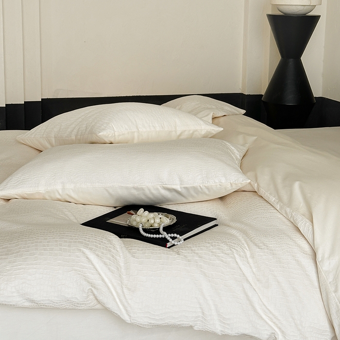 91家纺网 家纺一手货源 找家纺 静家居-简约原创家纺 2026新款60s贡缎提花系列四件套-伯爵 伯爵-米白