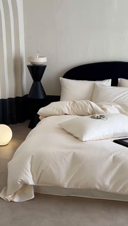 91家纺网 家纺一手货源 找家纺 静家居-简约原创家纺 2026新款60s贡缎提花系列四件套-伯爵 伯爵-米白