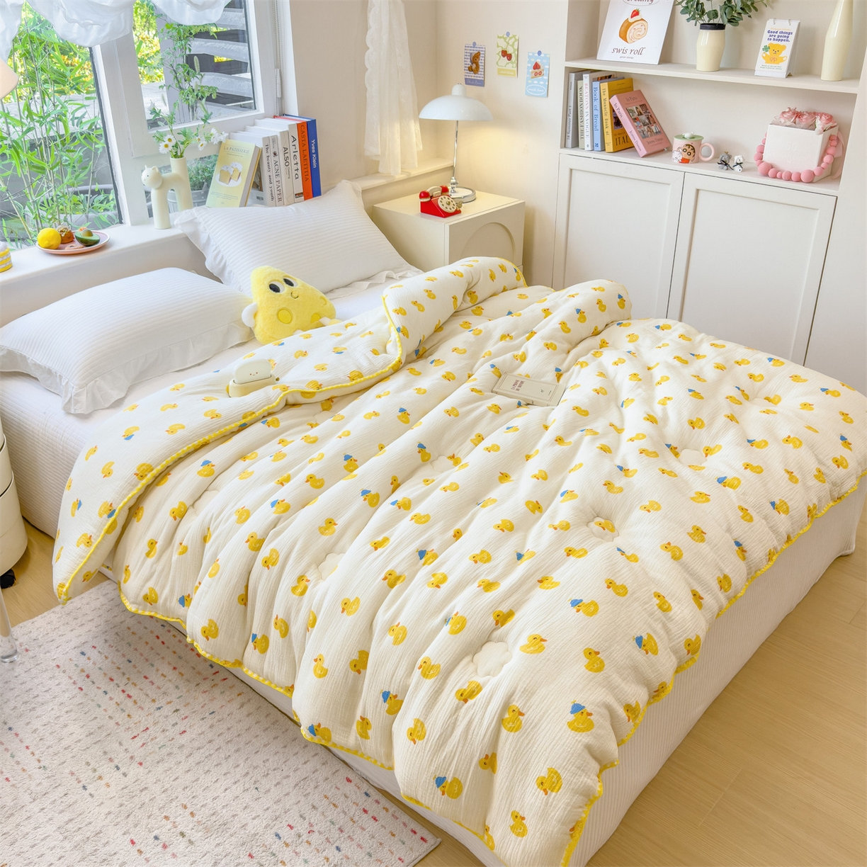 91家纺网 家纺一手货源 找家纺 布凡家居 2026新款A类全棉皱皱纱大豆纤维春秋被秋冬被全棉纱布婴儿被全棉学生秋冬被 冬被-元气鸭