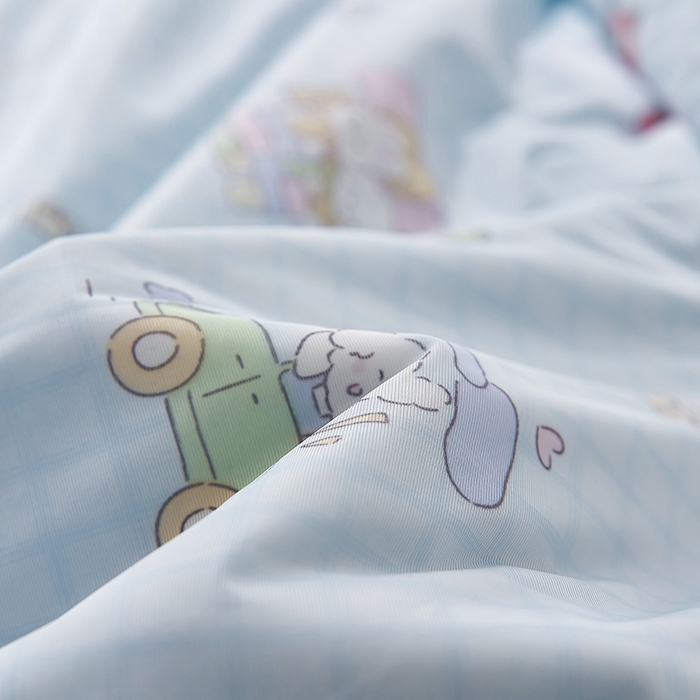 91家纺网 家纺一手货源 找家纺 梦恬佳 2026新款冰淇淋印花凉感丝夏凉被小冰被 小汽车-蓝