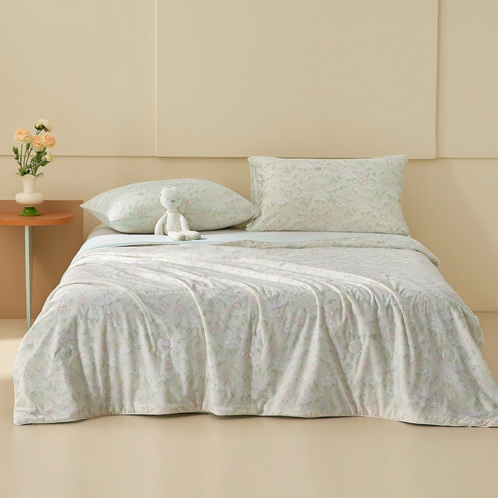 91家纺网 家纺一手货源 找家纺 梦恬佳 2026新款冰淇淋印花凉感丝夏凉被小冰被 墩墩兔