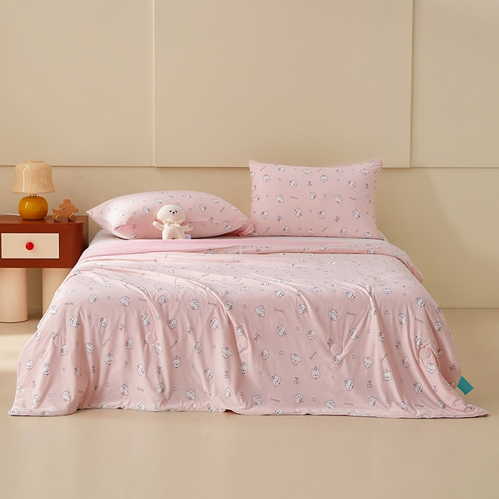 91家纺网 家纺一手货源 找家纺 梦恬佳 2026新款冰淇淋印花凉感丝夏凉被小冰被 可可萌