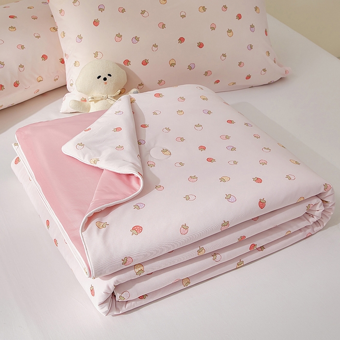 梦恬佳 2026新款冰淇淋印花凉感丝夏凉被小冰被 多彩草莓