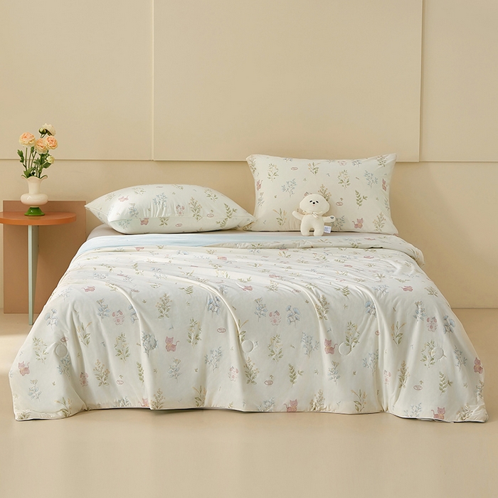 91家纺网 家纺一手货源 找家纺 梦恬佳 2026新款冰淇淋印花凉感丝夏凉被小冰被 森林宝贝