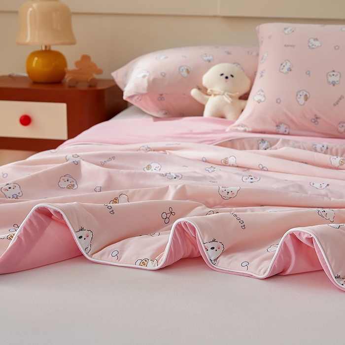 91家纺网 家纺一手货源 找家纺 梦恬佳 2026新款冰淇淋印花凉感丝夏凉被小冰被 可可萌