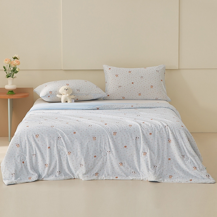 91家纺网 家纺一手货源 找家纺 梦恬佳 2026新款冰淇淋印花凉感丝夏凉被小冰被 萌宠乐园