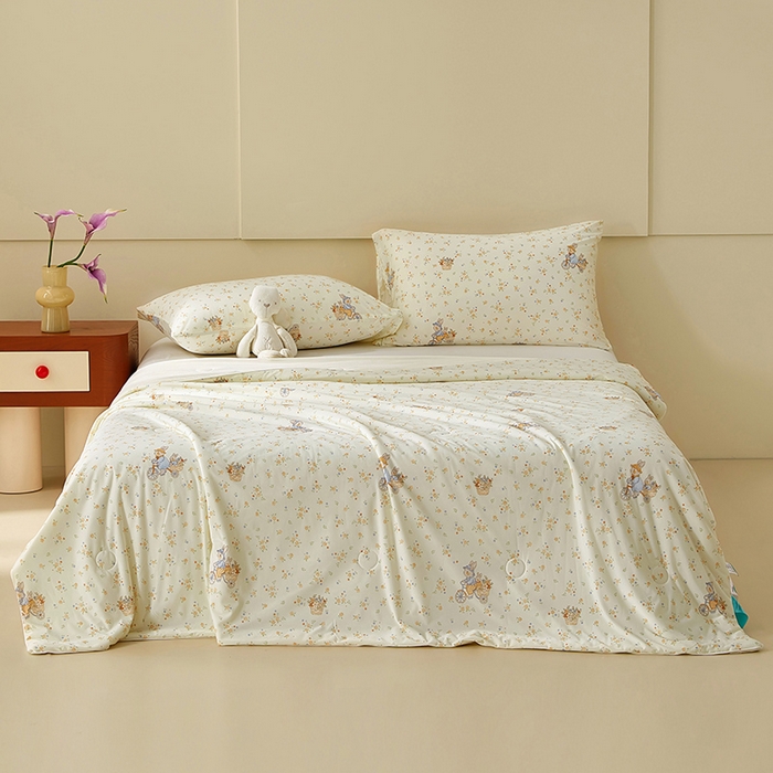 91家纺网 家纺一手货源 找家纺 梦恬佳 2026新款冰淇淋印花凉感丝夏凉被小冰被 安妮兔