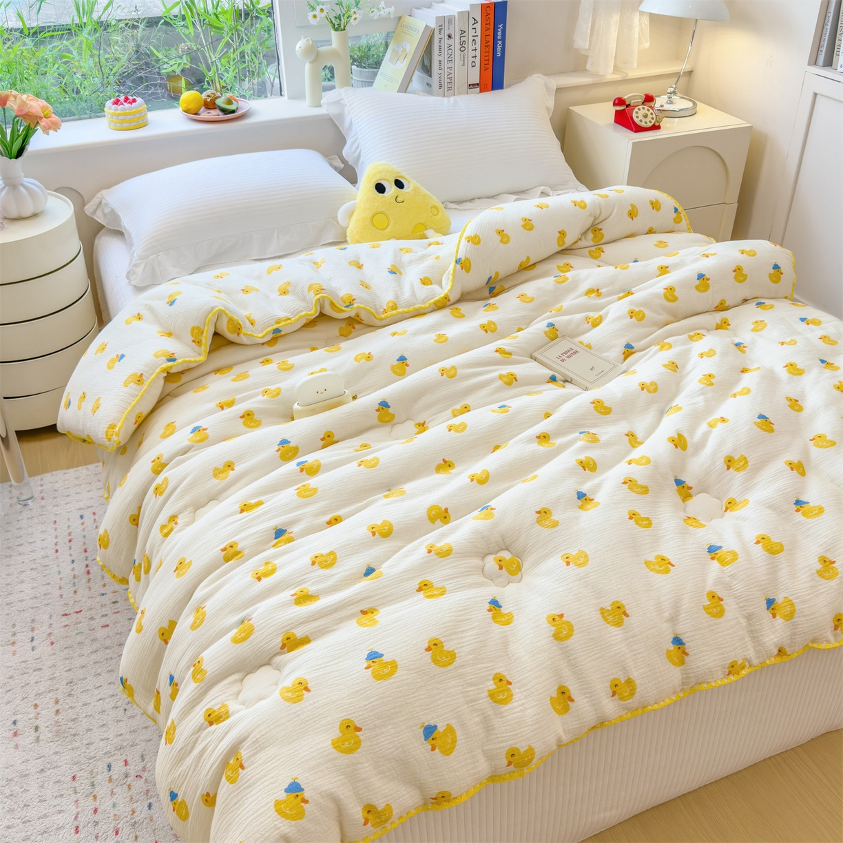 91家纺网 家纺一手货源 找家纺 布凡家居 2026新款A类全棉皱皱纱大豆纤维春秋被秋冬被全棉纱布婴儿被全棉学生秋冬被 冬被-元气鸭