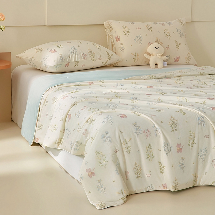 91家纺网 家纺一手货源 找家纺 梦恬佳 2026新款冰淇淋印花凉感丝夏凉被小冰被 森林宝贝