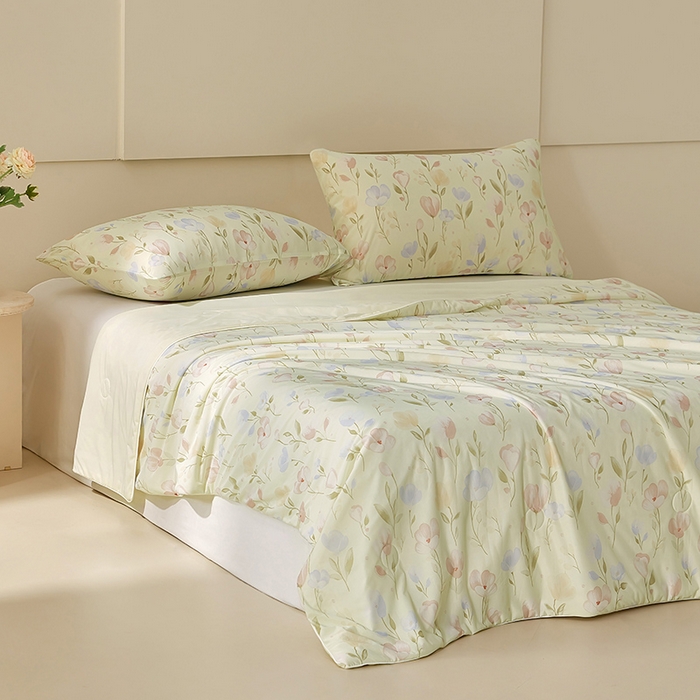 91家纺网 家纺一手货源 找家纺 梦恬佳 2026新款冰淇淋印花凉感丝夏凉被小冰被 繁花