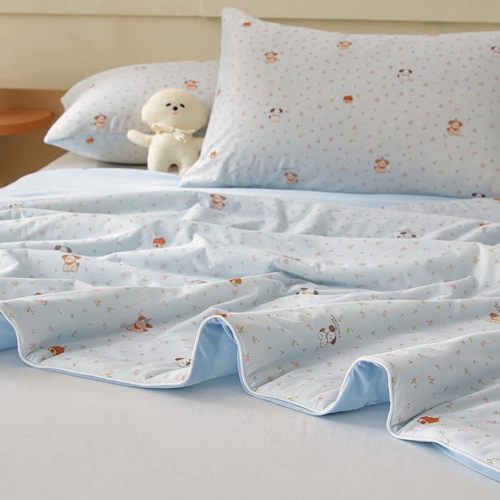 91家纺网 家纺一手货源 找家纺 梦恬佳 2026新款冰淇淋印花凉感丝夏凉被小冰被 萌宠乐园