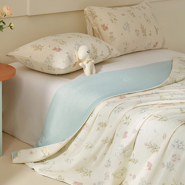 91家纺网 家纺一手货源 找家纺 梦恬佳 2026新款冰淇淋印花凉感丝夏凉被小冰被 森林宝贝