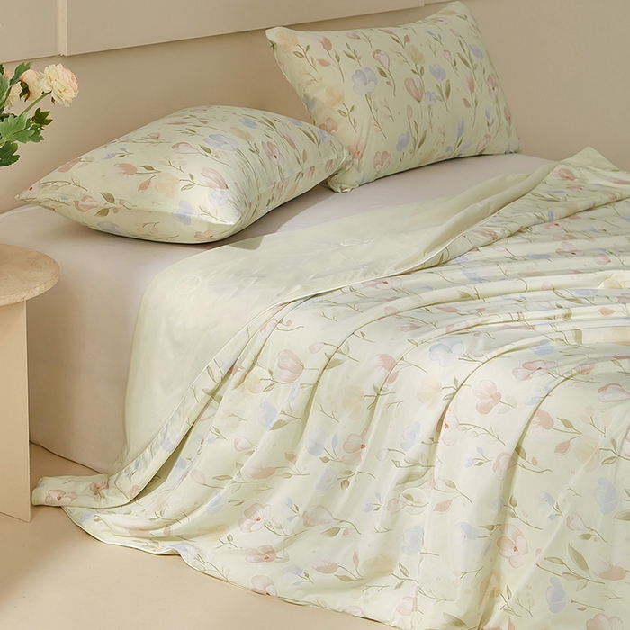 91家纺网 家纺一手货源 找家纺 梦恬佳 2026新款冰淇淋印花凉感丝夏凉被小冰被 繁花