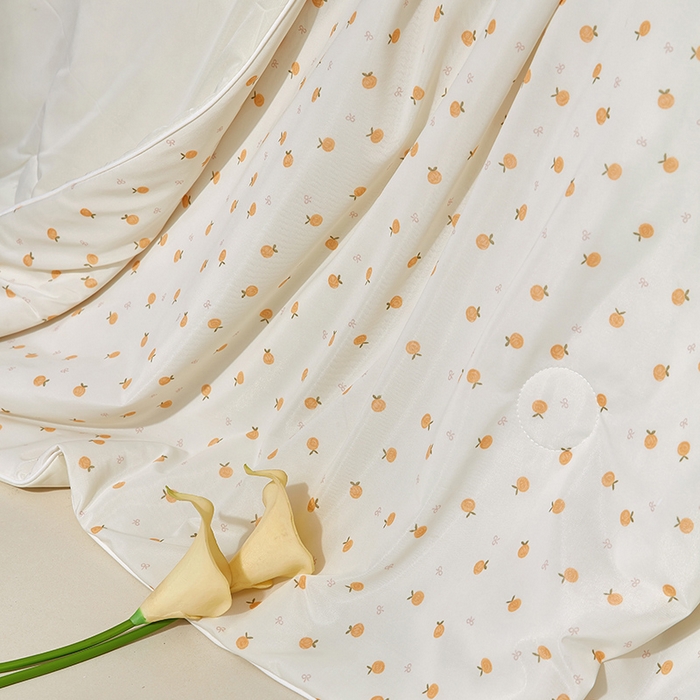 91家纺网 家纺一手货源 找家纺 梦恬佳 2026新款冰淇淋印花凉感丝夏凉被小冰被 小桔子