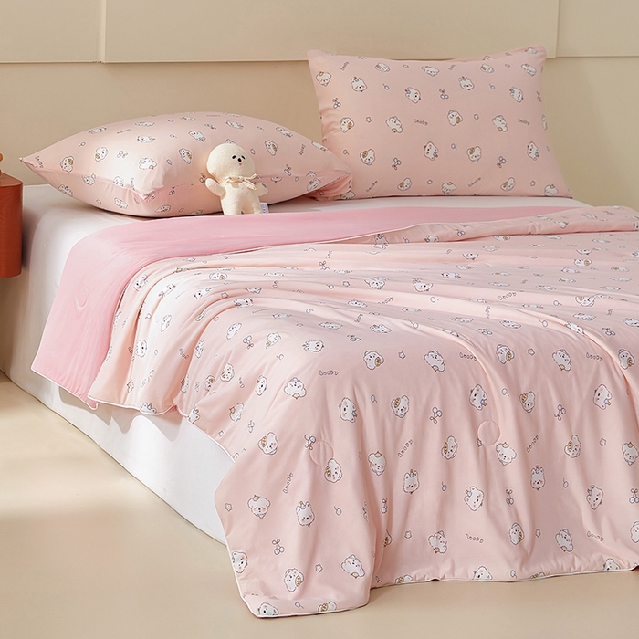 91家纺网 家纺一手货源 找家纺 梦恬佳 2026新款冰淇淋印花凉感丝夏凉被小冰被 可可萌