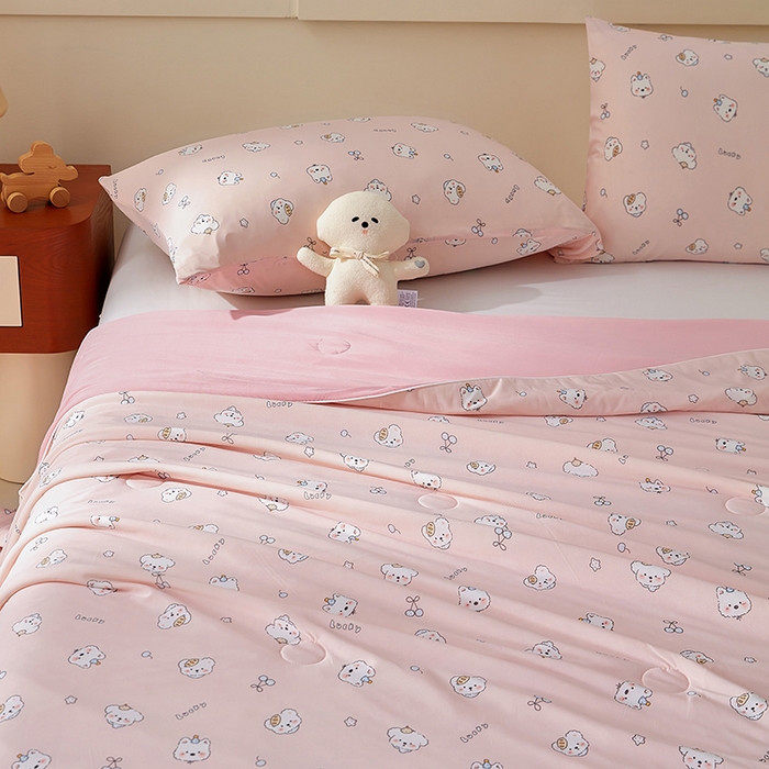 91家纺网 家纺一手货源 找家纺 梦恬佳 2026新款冰淇淋印花凉感丝夏凉被小冰被 可可萌