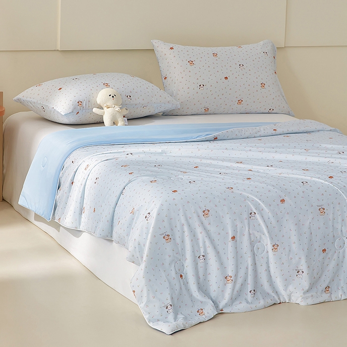 91家纺网 家纺一手货源 找家纺 梦恬佳 2026新款冰淇淋印花凉感丝夏凉被小冰被 萌宠乐园