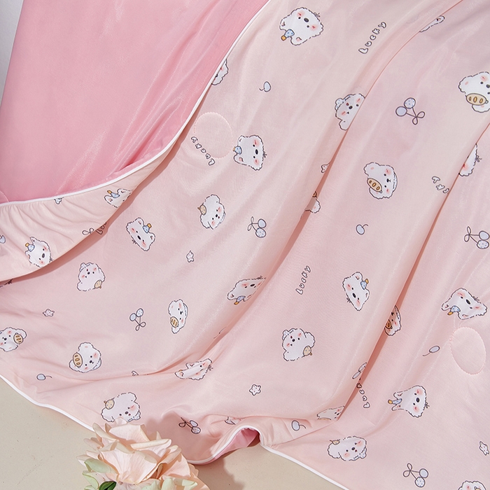 91家纺网 家纺一手货源 找家纺 梦恬佳 2026新款冰淇淋印花凉感丝夏凉被小冰被 可可萌