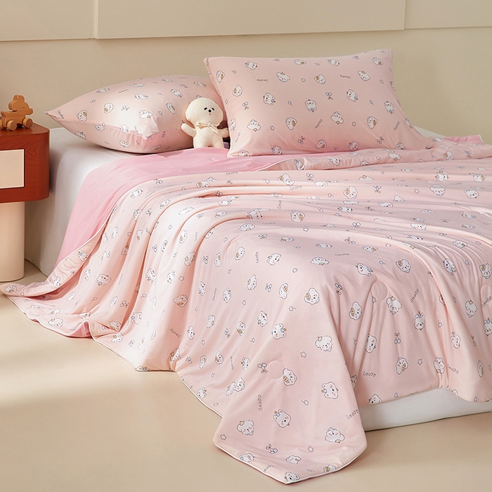 91家纺网 家纺一手货源 找家纺 梦恬佳 2026新款冰淇淋印花凉感丝夏凉被小冰被 可可萌