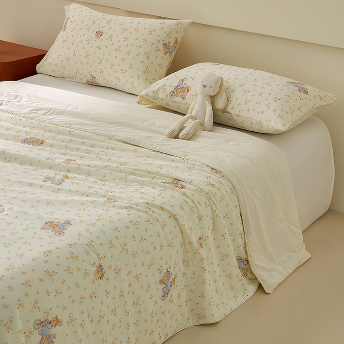 91家纺网 家纺一手货源 找家纺 梦恬佳 2026新款冰淇淋印花凉感丝夏凉被小冰被 安妮兔