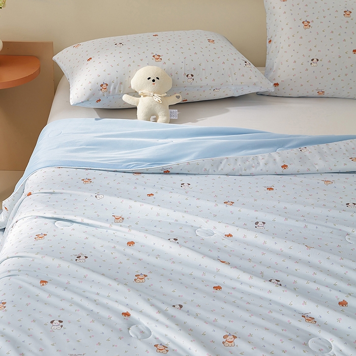 91家纺网 家纺一手货源 找家纺 梦恬佳 2026新款冰淇淋印花凉感丝夏凉被小冰被 萌宠乐园