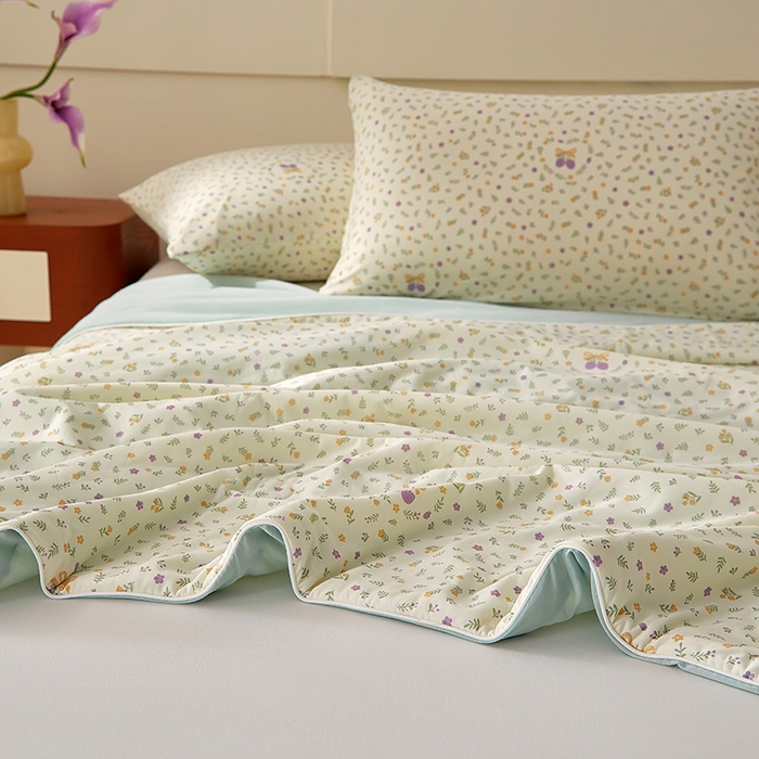 91家纺网 家纺一手货源 找家纺 梦恬佳 2026新款冰淇淋印花凉感丝夏凉被小冰被 香草物语