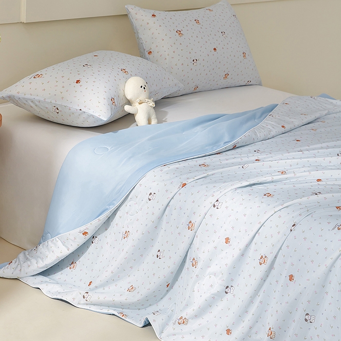 91家纺网 家纺一手货源 找家纺 梦恬佳 2026新款冰淇淋印花凉感丝夏凉被小冰被 萌宠乐园