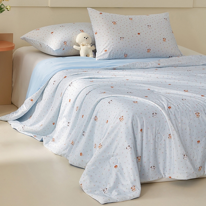 91家纺网 家纺一手货源 找家纺 梦恬佳 2026新款冰淇淋印花凉感丝夏凉被小冰被 萌宠乐园