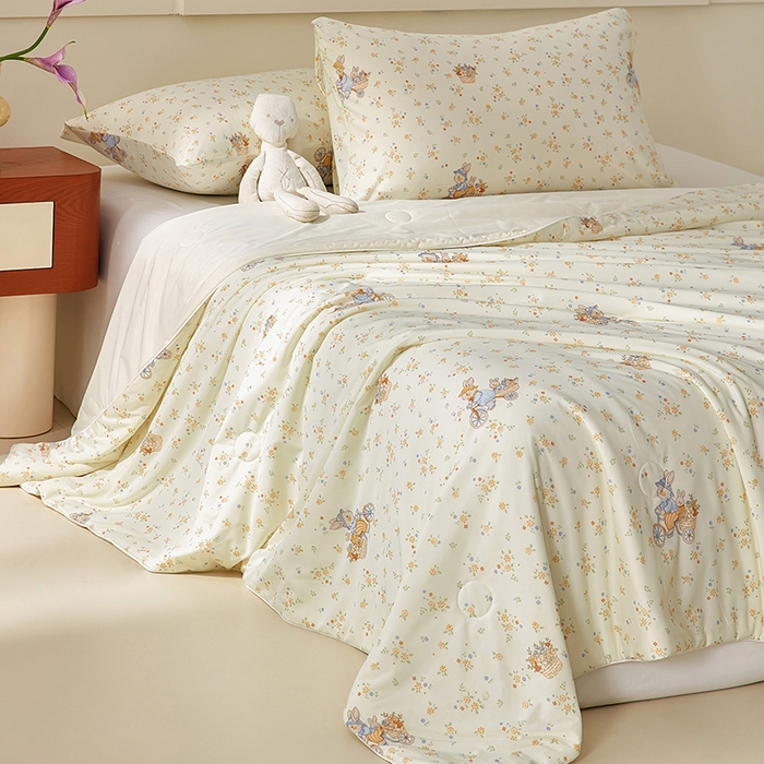 91家纺网 家纺一手货源 找家纺 梦恬佳 2026新款冰淇淋印花凉感丝夏凉被小冰被 安妮兔