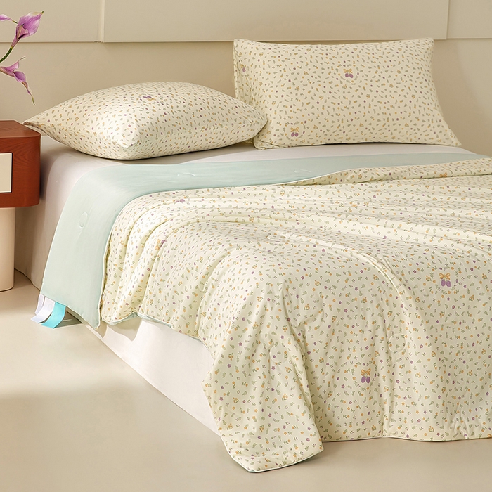 91家纺网 家纺一手货源 找家纺 梦恬佳 2026新款冰淇淋印花凉感丝夏凉被小冰被 香草物语