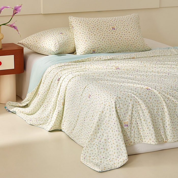 91家纺网 家纺一手货源 找家纺 梦恬佳 2026新款冰淇淋印花凉感丝夏凉被小冰被 香草物语