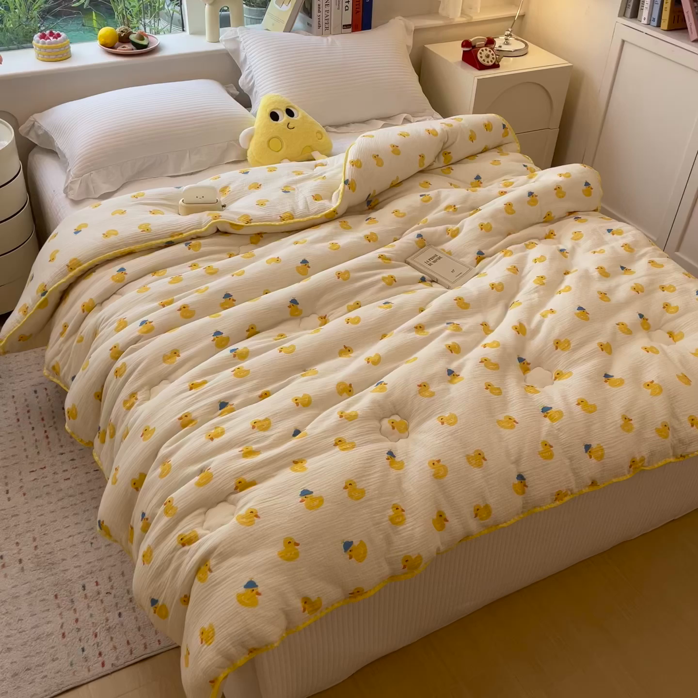 91家纺网 家纺一手货源 找家纺 布凡家居 2026新款A类全棉皱皱纱大豆纤维春秋被秋冬被全棉纱布婴儿被全棉学生秋冬被 冬被-元气鸭