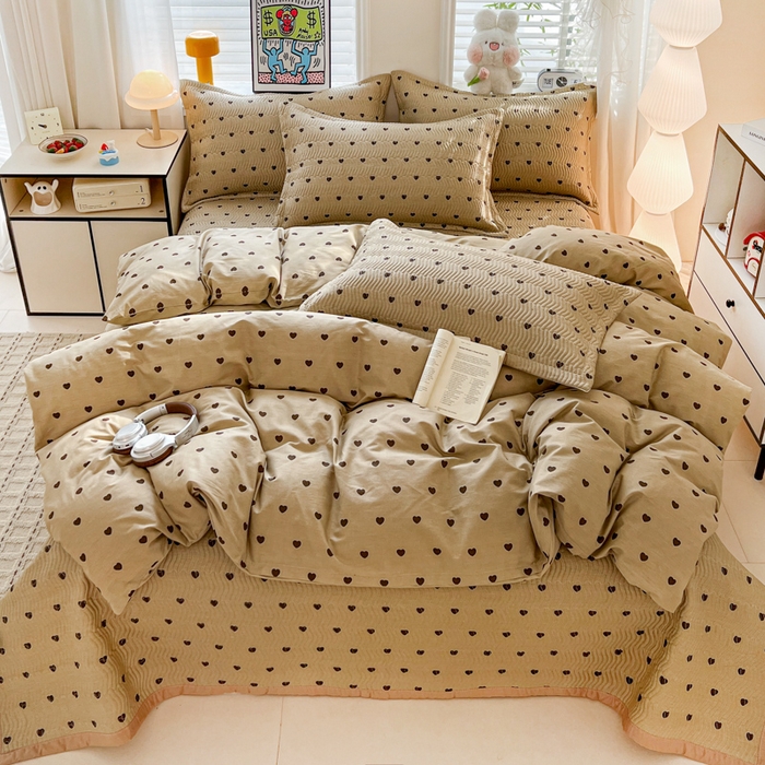 91家纺网 家纺一手货源 找家纺 （总）梦精灵家纺 2026新款纯棉床盖四件套全棉绗缝夹棉防滑床单四季通用榻榻米单人学生宿舍