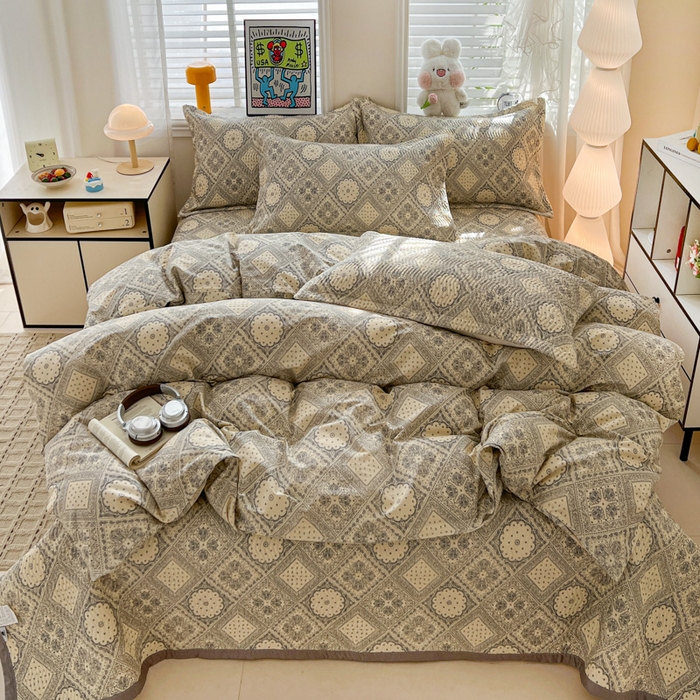 91家纺网 家纺一手货源 找家纺 （总）梦精灵家纺 2026新款纯棉床盖四件套全棉绗缝夹棉防滑床单四季通用榻榻米单人学生宿舍