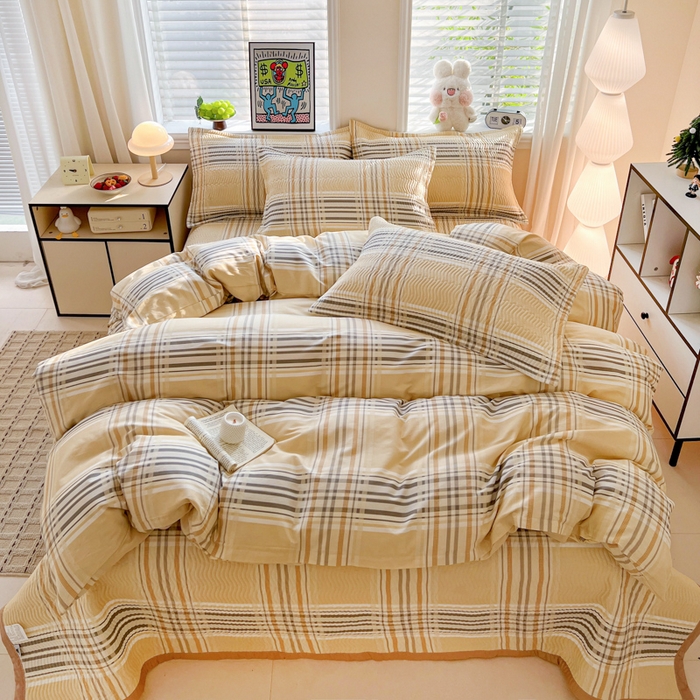 91家纺网 家纺一手货源 找家纺 （总）梦精灵家纺 2026新款纯棉床盖四件套全棉绗缝夹棉防滑床单四季通用榻榻米单人学生宿舍