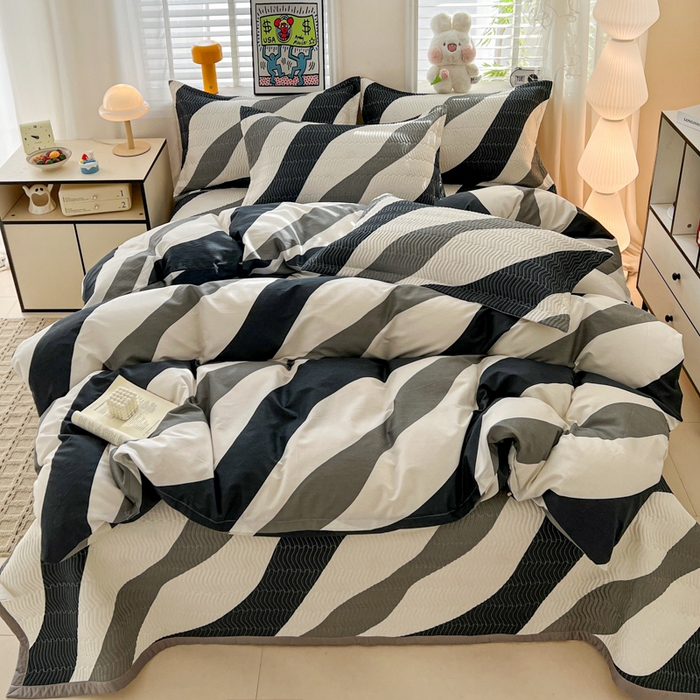 91家纺网 家纺一手货源 找家纺 （总）梦精灵家纺 2026新款纯棉床盖四件套全棉绗缝夹棉防滑床单四季通用榻榻米单人学生宿舍