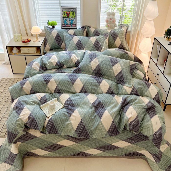 91家纺网 家纺一手货源 找家纺 （总）梦精灵家纺 2026新款纯棉床盖四件套全棉绗缝夹棉防滑床单四季通用榻榻米单人学生宿舍