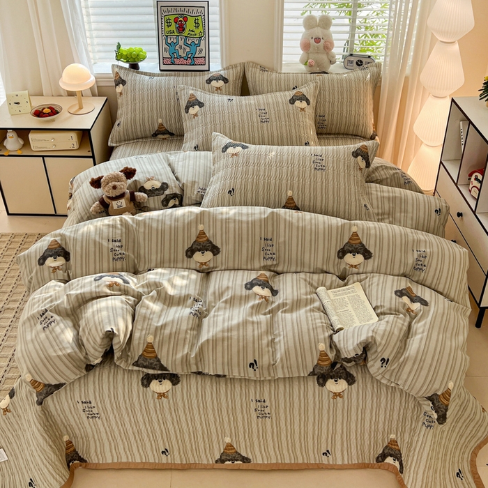 91家纺网 家纺一手货源 找家纺 （总）梦精灵家纺 2026新款纯棉床盖四件套全棉绗缝夹棉防滑床单四季通用榻榻米单人学生宿舍