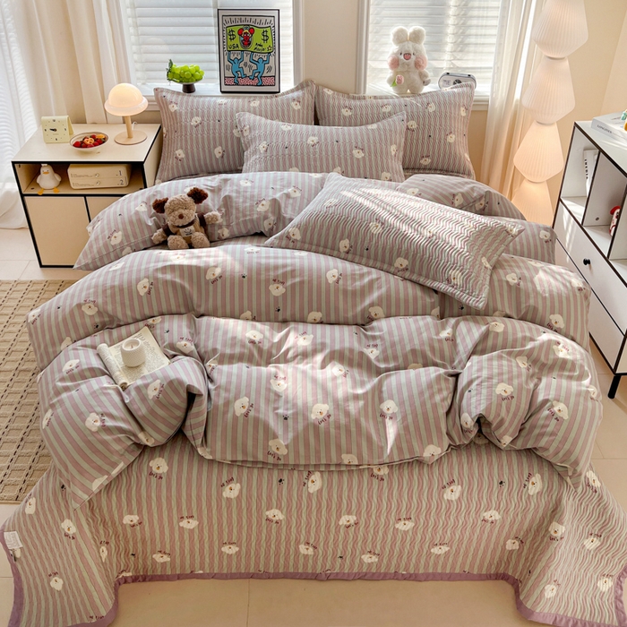 91家纺网 家纺一手货源 找家纺 （总）梦精灵家纺 2026新款纯棉床盖四件套全棉绗缝夹棉防滑床单四季通用榻榻米单人学生宿舍