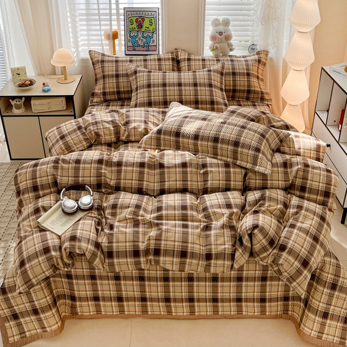 91家纺网 家纺一手货源 找家纺 （总）梦精灵家纺 2026新款纯棉床盖四件套全棉绗缝夹棉防滑床单四季通用榻榻米单人学生宿舍