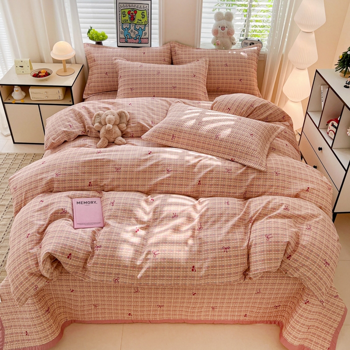 91家纺网 家纺一手货源 找家纺 （总）梦精灵家纺 2026新款纯棉床盖四件套全棉绗缝夹棉防滑床单四季通用榻榻米单人学生宿舍